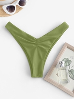 ZAFUL Bas de Bikini à Jambe Haute à Volants S Vert