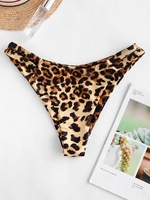 ZAFUL Bas de Bikini Animal Imprimé Découpé à Côté S Léopard