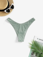 ZAFUL Bas de Bikini Brillant à Jambe Haute à Paillettes M Vert clair
