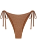 ZAFUL Bas de Bikini Brillant Métallisé Noué à Côté L Café