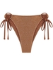 ZAFUL Bas de Bikini Brillant Métallisé Noué à Côté M Café