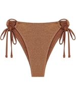 ZAFUL Bas de Bikini Brillant Métallisé Noué à Côté M Café