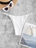 ZAFUL Bas de Bikini Broderie Anglaise Bague Carrée S Blanc