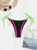 ZAFUL Bas de Bikini Contrasté Noué à Côté à Jambe Haute S Noir