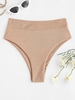 ZAFUL Bas de Bikini Côtelé à Coupe Haute à Taille Large M Café
