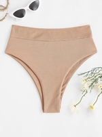 ZAFUL Bas de Bikini Côtelé à Coupe Haute à Taille Large M Café