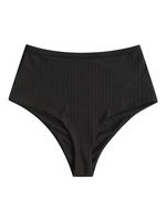 ZAFUL Bas de Bikini Côtelé à Taille Haute S Noir