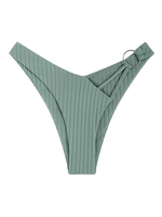ZAFUL Bas de Bikini Côtelé Anneau en O à Coupe Haute M Vert clair