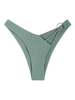 ZAFUL Bas de Bikini Côtelé Anneau en O à Coupe Haute S Vert clair