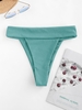 ZAFUL Bas de Bikini Côtelé Coupe Haute à Taille Large S Aigue marine moyenne