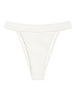 ZAFUL Bas de Bikini Côtelé Coupe Haute à Taille Large S Blanc