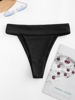 ZAFUL Bas de Bikini Côtelé Coupe Haute à Taille Large S Noir