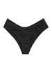 ZAFUL Bas de Bikini Côtelé Croisé à Taille Haute L Noir
