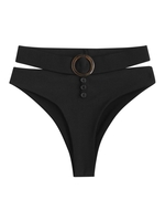ZAFUL Bas de Bikini Côtelé Découpé à Coupe Haute M Noir