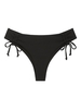 ZAFUL Bas de Bikini Côtelé en Couleur Unie à Lacets L Noir