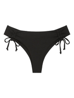 ZAFUL Bas de Bikini Côtelé en Couleur Unie à Lacets S Noir
