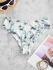 ZAFUL Bas de Bikini Côtelé Marbre Imprimé Xl Blanc