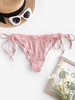 ZAFUL Bas de Bikini Côtelé Noué à Côté à Ourlet en Laitue M Rose clair