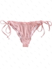 ZAFUL Bas de Bikini Côtelé Noué à Côté à Ourlet en Laitue S Rose clair