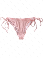 ZAFUL Bas de Bikini Côtelé Noué à Côté à Ourlet en Laitue S Rose clair