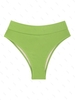 ZAFUL Bas de Bikini Côtelé Plissé à Taille Haute S Vert