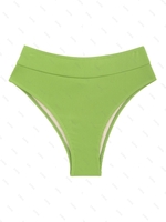 ZAFUL Bas de Bikini Côtelé Plissé à Taille Haute S Vert