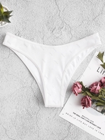 ZAFUL Bas de Bikini Côtelé Texturée à Jambe Haute avec Passepoil L Blanc