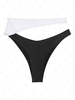 ZAFUL Bas de Bikini Découpé Bicolore à Jambe Haute M Noir