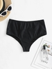ZAFUL Bas de Bikini en Couleur Unie à Taille Haute L Noir