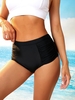 ZAFUL Bas de Bikini en Couleur Unie à Taille Haute S Noir