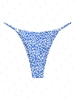 ZAFUL Bas de Bikini Fleuri Anneau en O à Jambe Haute M Bleu clair