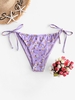 ZAFUL Bas de Bikini Fleuri Imprimé Noué à Côté M Mauve