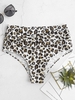 ZAFUL Bas de Bikini Léopard à Taille Haute à Volants L Multi a