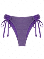ZAFUL Bas de Bikini Métallique Noué M Pourpre