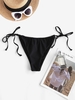 ZAFUL Bas de Bikini Noué à Côté à Cordon S Noir
