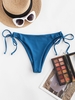 ZAFUL Bas de Bikini Noué à Côté à Jambe Haute S Bleu