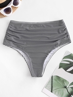 ZAFUL Bas de Bikini Rayé à Coupe Haute à Volants 2xl Noir
