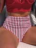 ZAFUL Bas de Bikini Rayé à Coupe Haute à Volants M Rouge