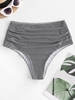 ZAFUL Bas de Bikini Rayé à Coupe Haute à Volants S Noir