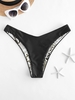 ZAFUL Bas de Bikini Réversible Animal Imprimé à Jambe Haute L Noir