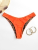 ZAFUL Bas de Bikini Réversible Animal Imprimé à Jambe Haute S Orange