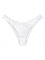 ZAFUL Bas de Bikini Simple à Jambe Haute L Blanc