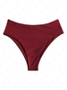ZAFUL Bas de Bikini Simple Jambe Haute à Taille Haute S Rouge foncé