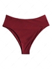 ZAFUL Bas de Bikini Simple Jambe Haute à Taille Haute Xl Rouge foncé