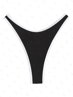 ZAFUL Bas de Bikini String Côtelé Contrasté M Noir