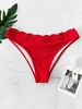ZAFUL Bas de Bikini Texturé à Ourlet Festonné M Rouge