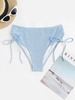 ZAFUL Bas de Bikini Texturé à Taille Haute à Lacets M Bleu clair