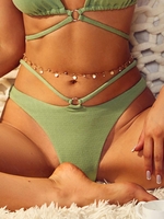 ZAFUL Bas de Bikini Texturé Anneau en O M Vert clair