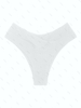 ZAFUL Bas de Bikini Texturé Croisé à Taille Haute à Lacets L Blanc