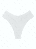 ZAFUL Bas de Bikini Texturé Croisé à Taille Haute à Lacets L Blanc